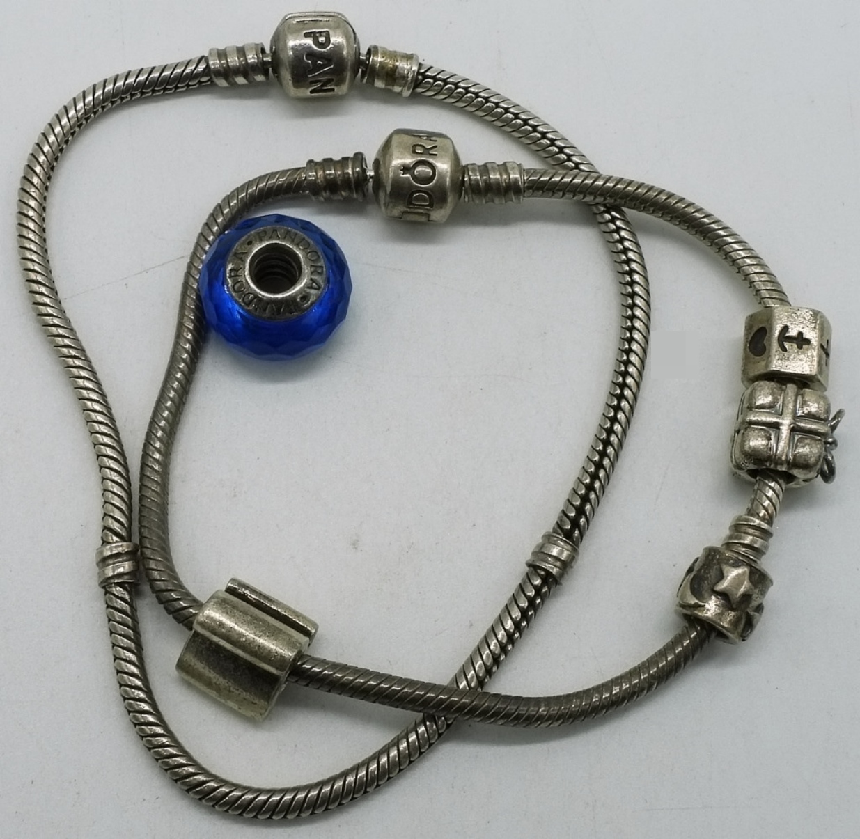 Two Sterling Pandora Charm Bracelets - 5 Beads