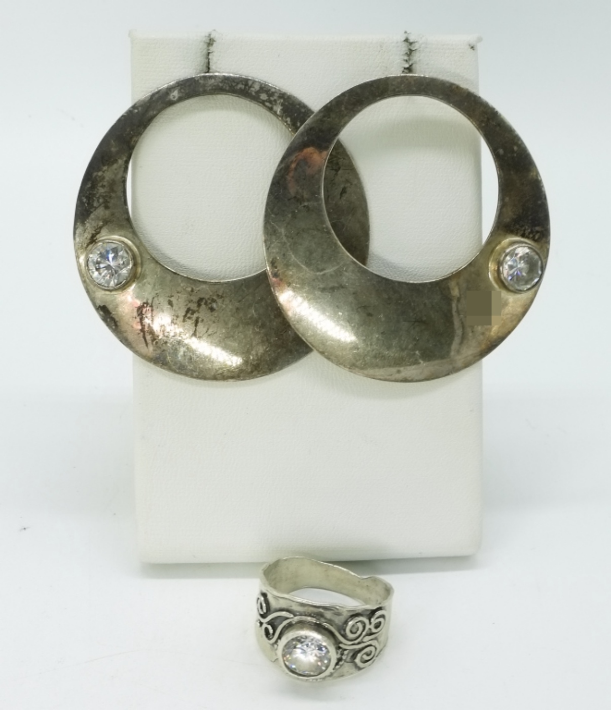 Large Sterling Earrings & Matching Ring