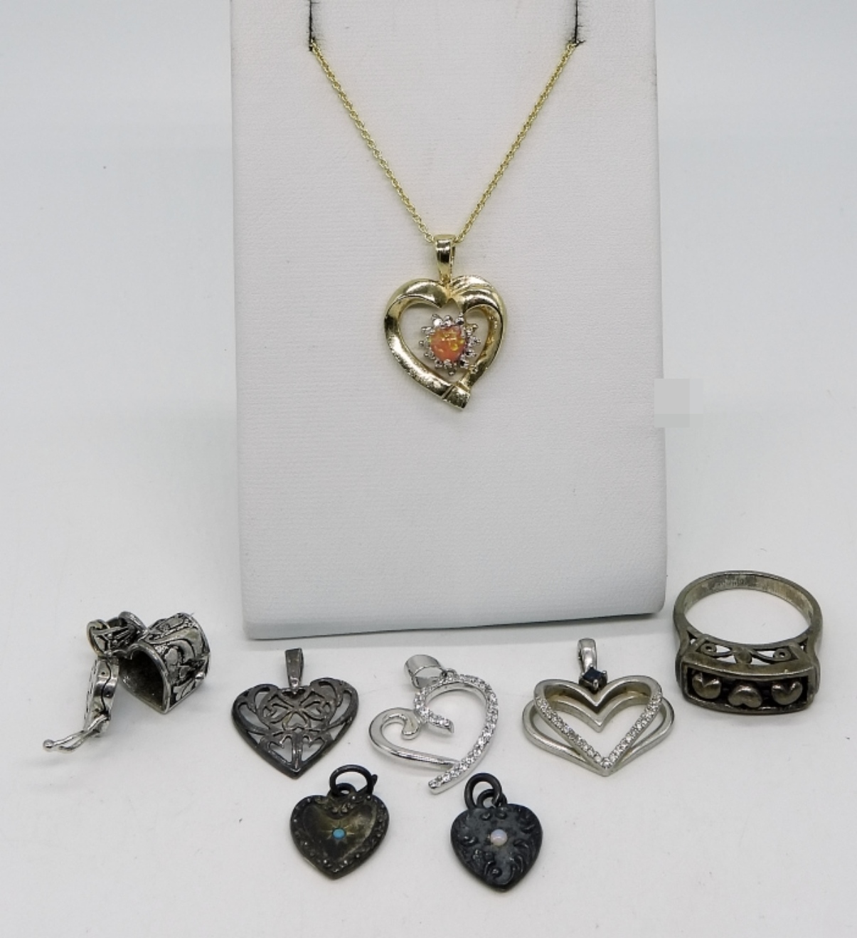 8 Pieces of Sterling Heart Shaped Jewelry