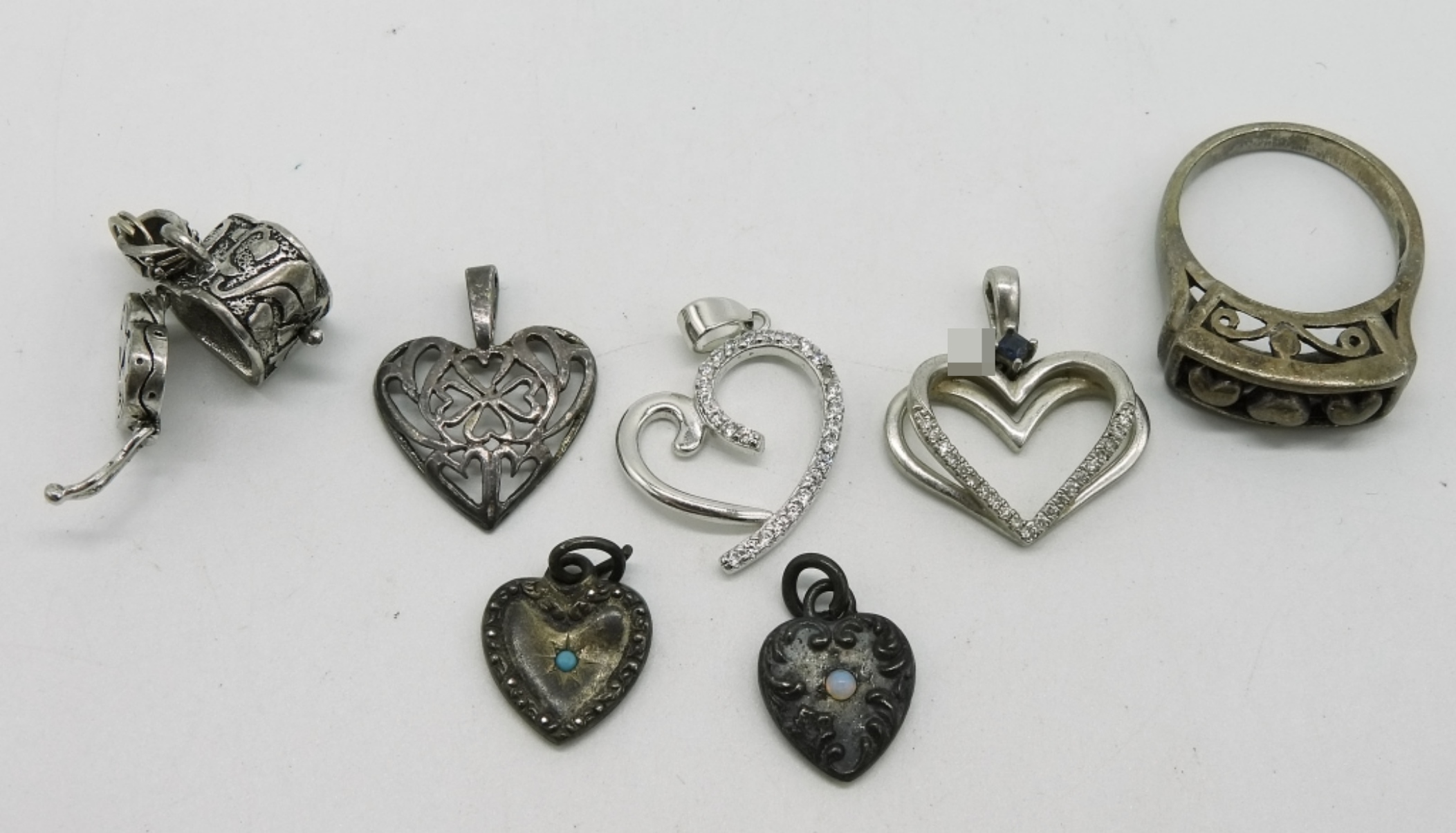 8 Pieces of Sterling Heart Shaped Jewelry
