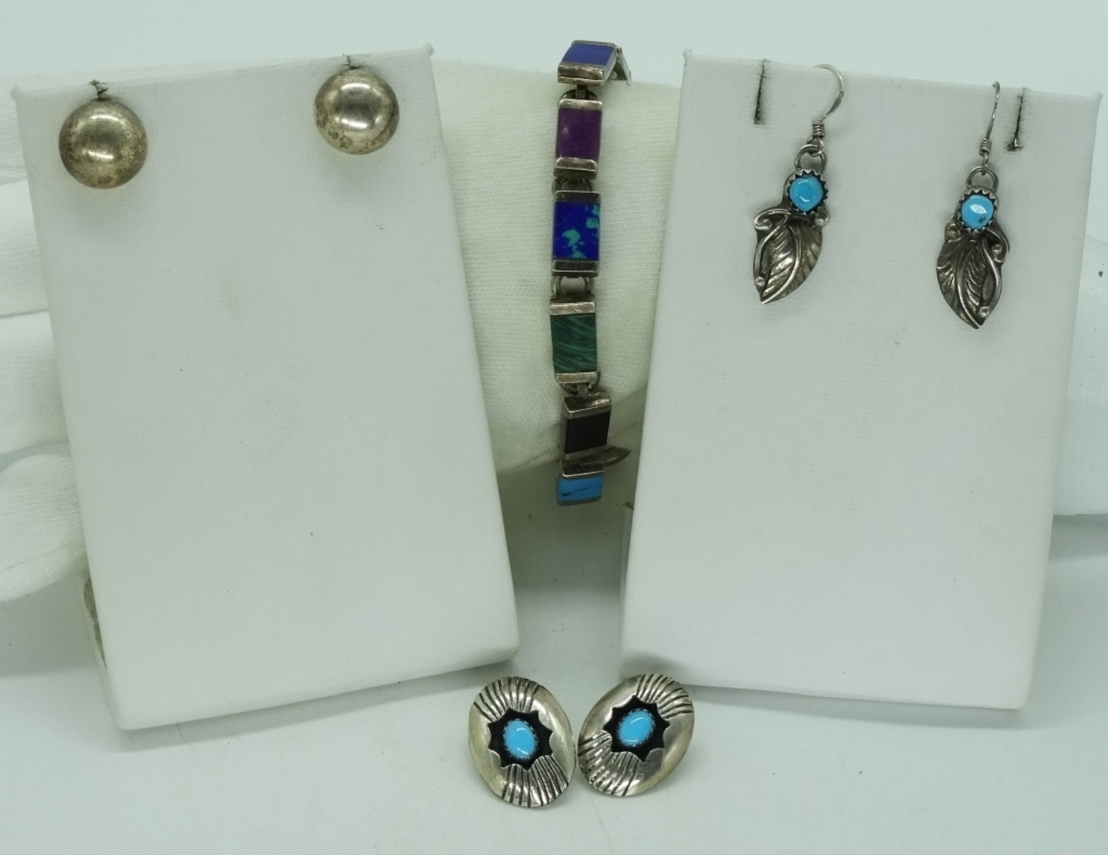 Four Southwest Turquoise, Sterling Pieces