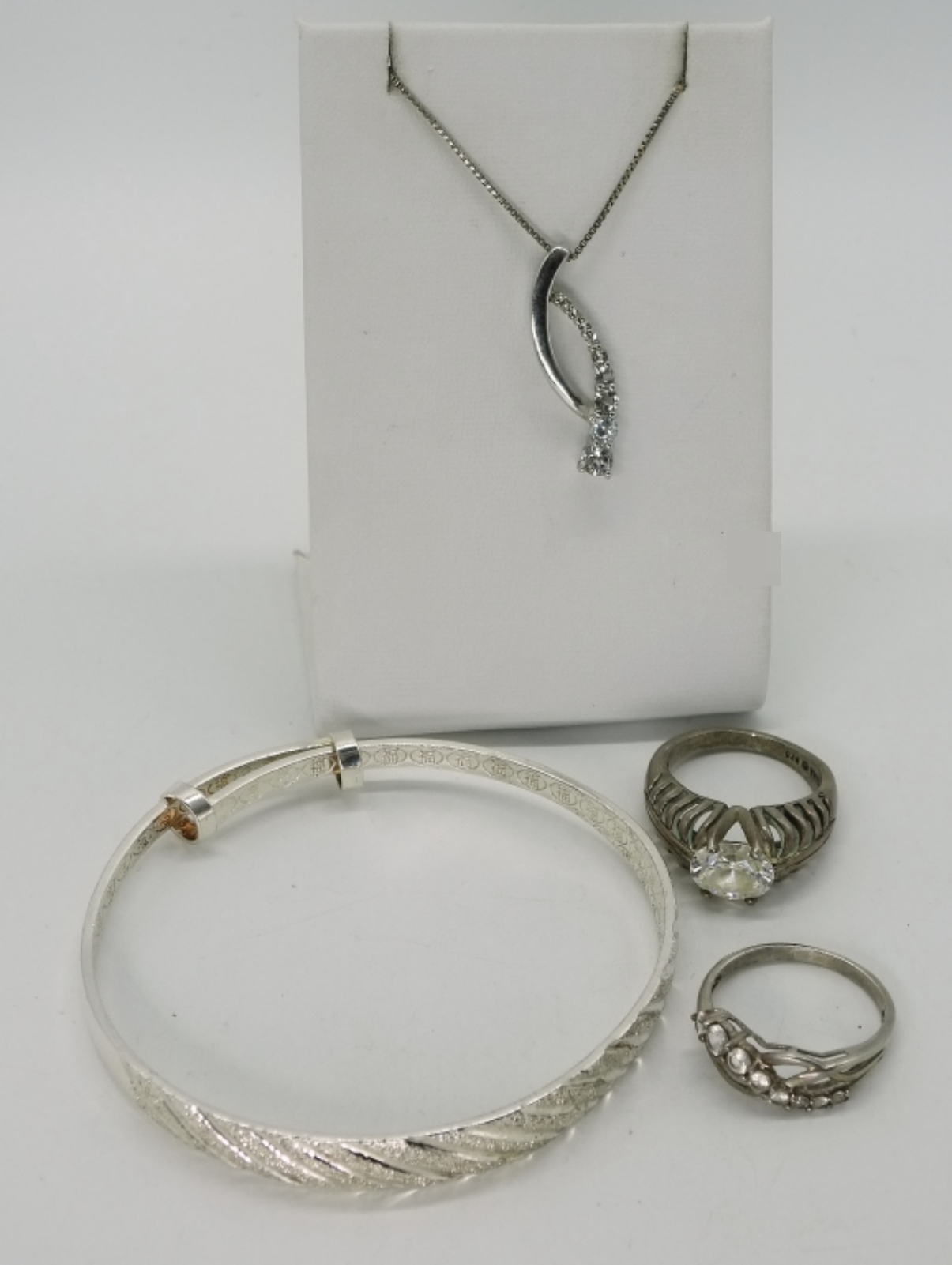 Simulated Diamond Necklace & Rings