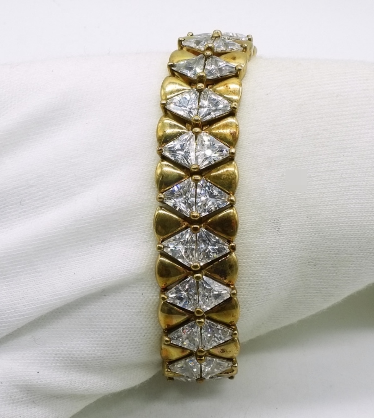Sterling Gold-Tone Rhinestone Bow Bracelet
