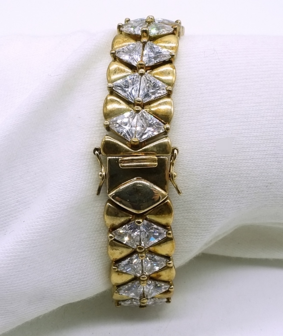 Sterling Gold-Tone Rhinestone Bow Bracelet