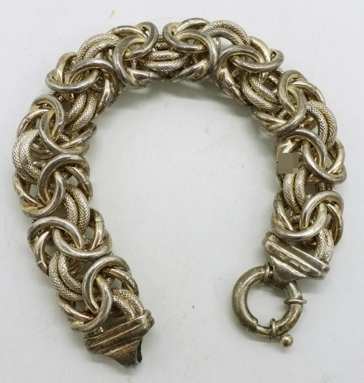 Thick Byzantine Gold Tone, Sterling Bracelet
