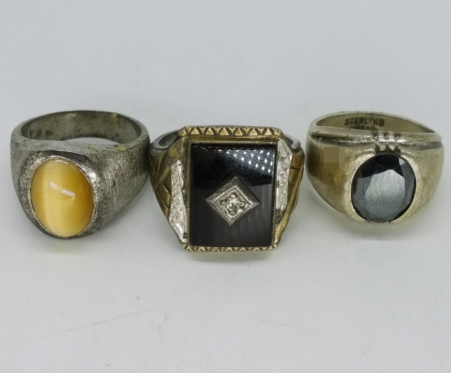 Tigers Eye, Onyx & Hematite Sterling Rings