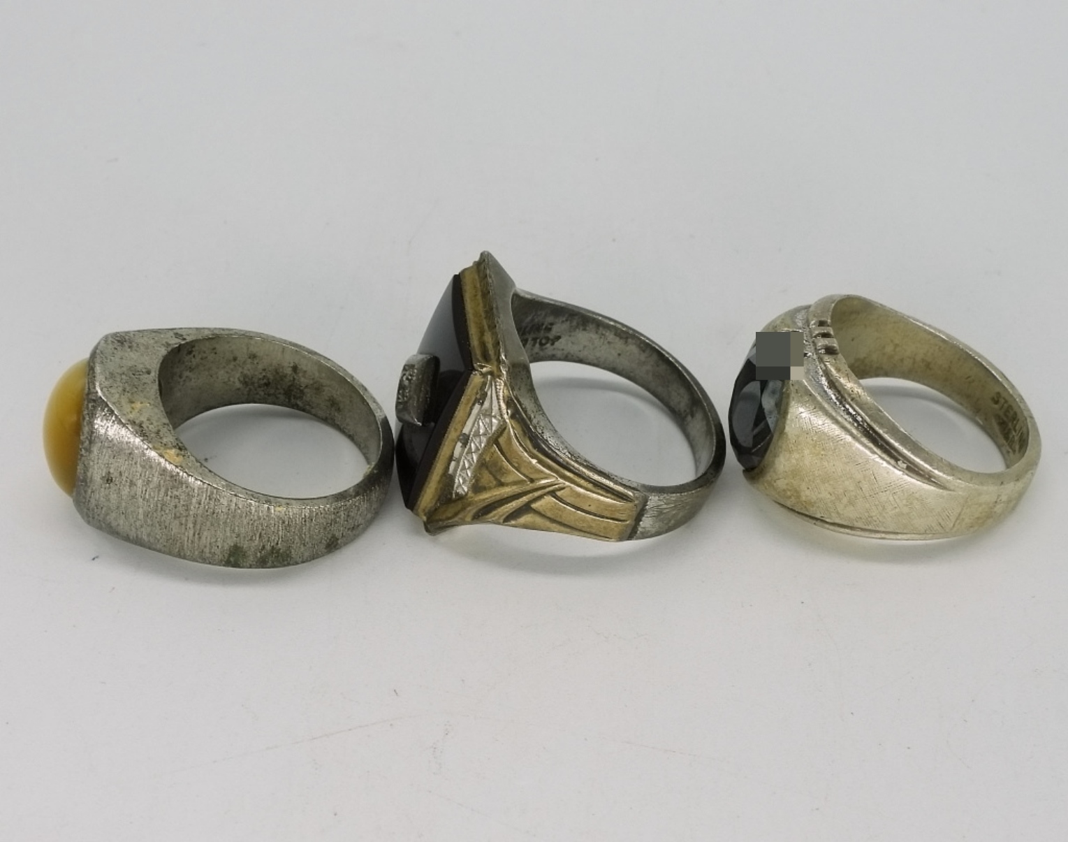 Tigers Eye, Onyx & Hematite Sterling Rings