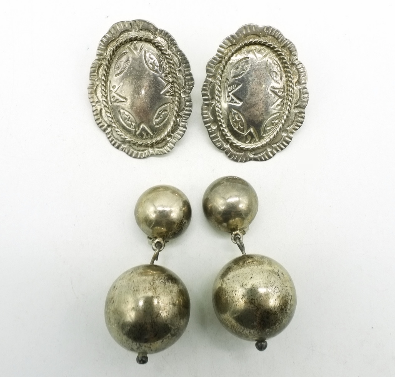 Taxco Sterling Earrings, Two Pair