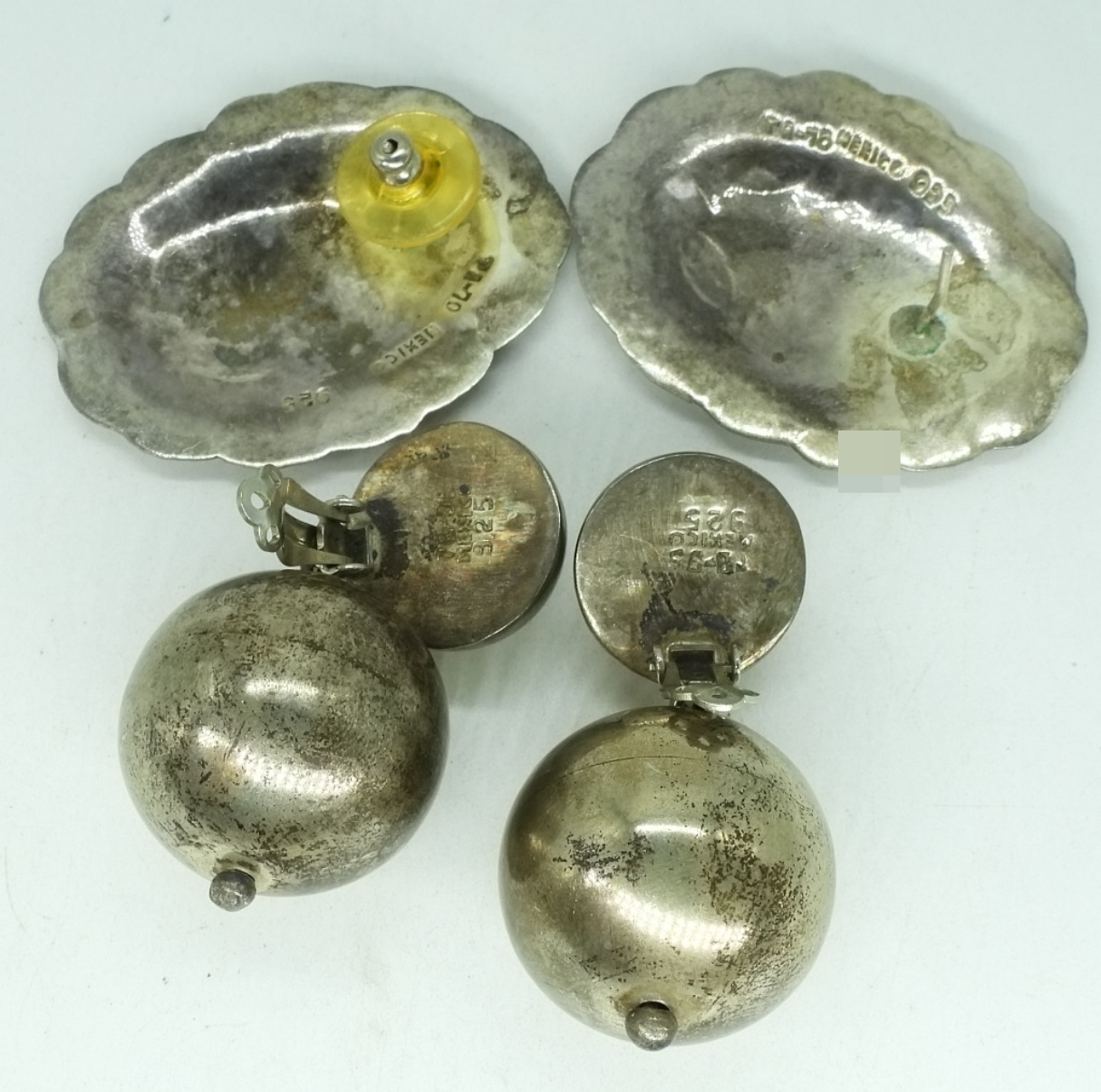 Taxco Sterling Earrings, Two Pair