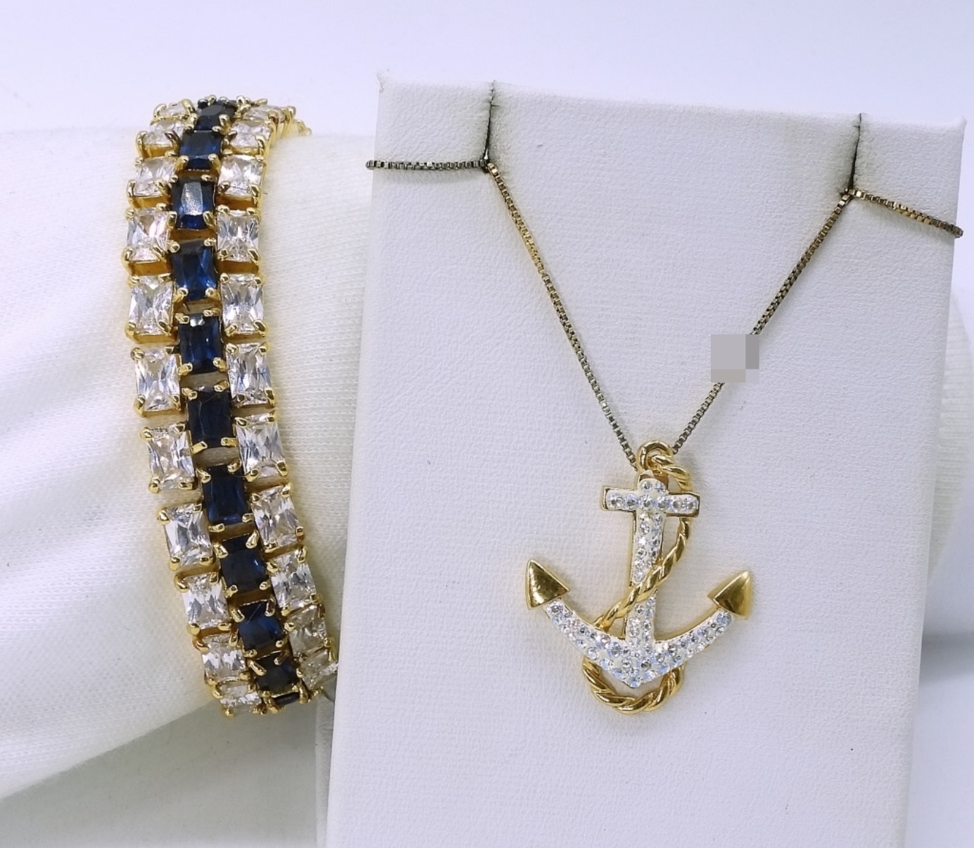 Nautical Necklace & Bracelet, Gold Tone Sterling