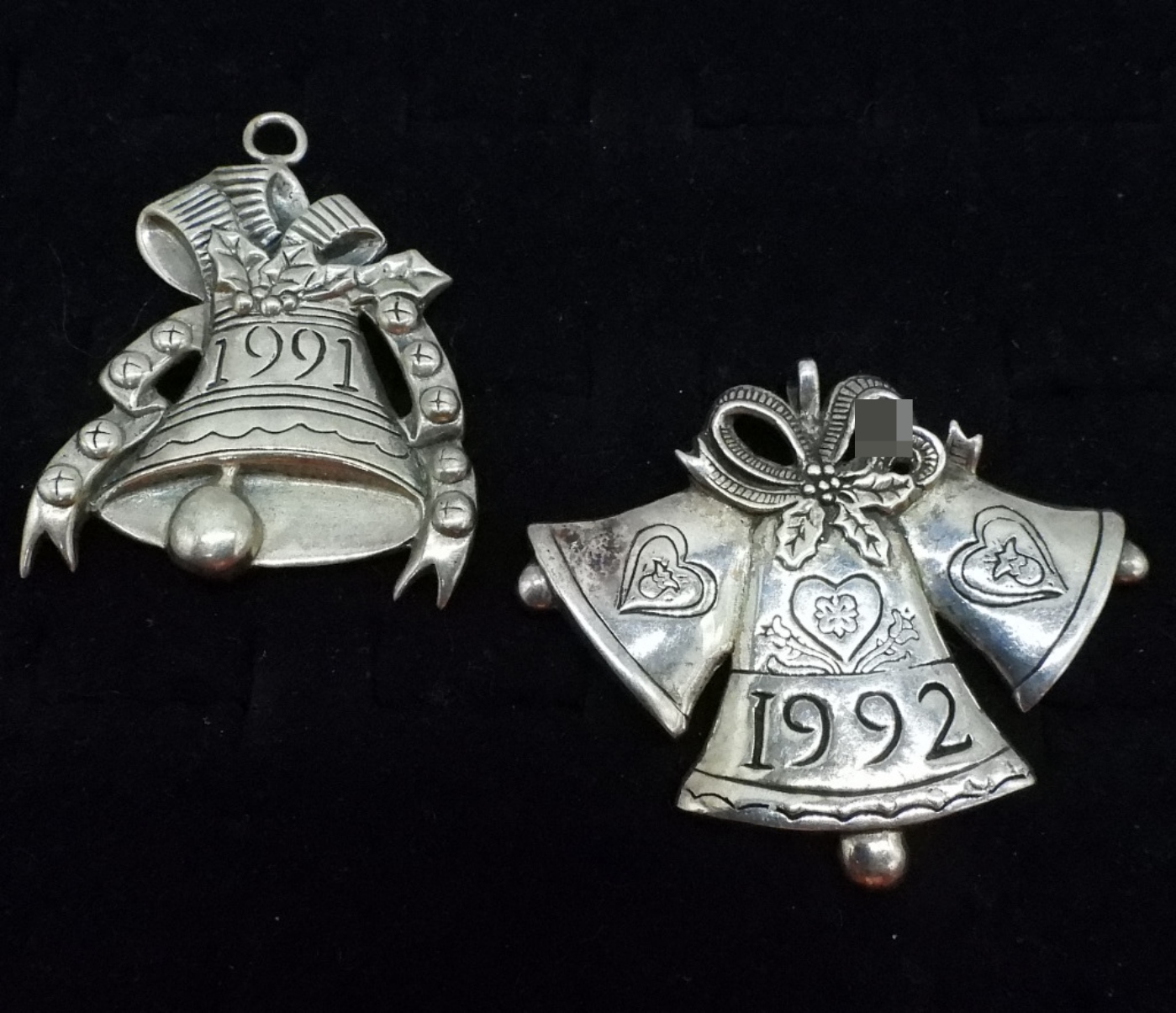 2 Sterling H&H deMatteo Bell Ornaments