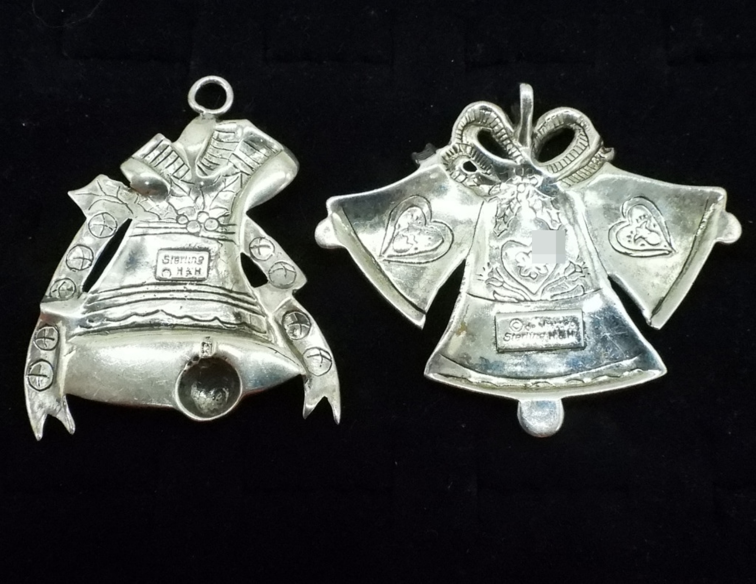 2 Sterling H&H deMatteo Bell Ornaments