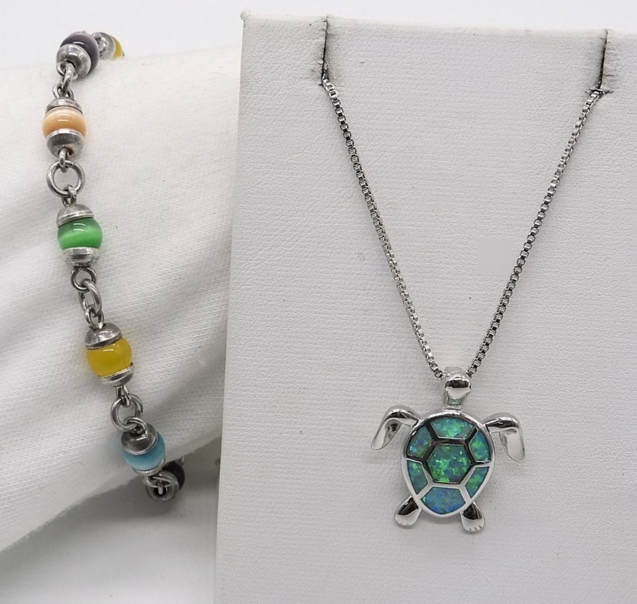Cats Eye and Opal Sterling Necklace & More