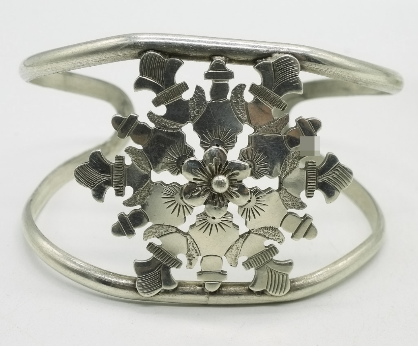 Sterling Snowflake Cuff & Cross Pendant Set