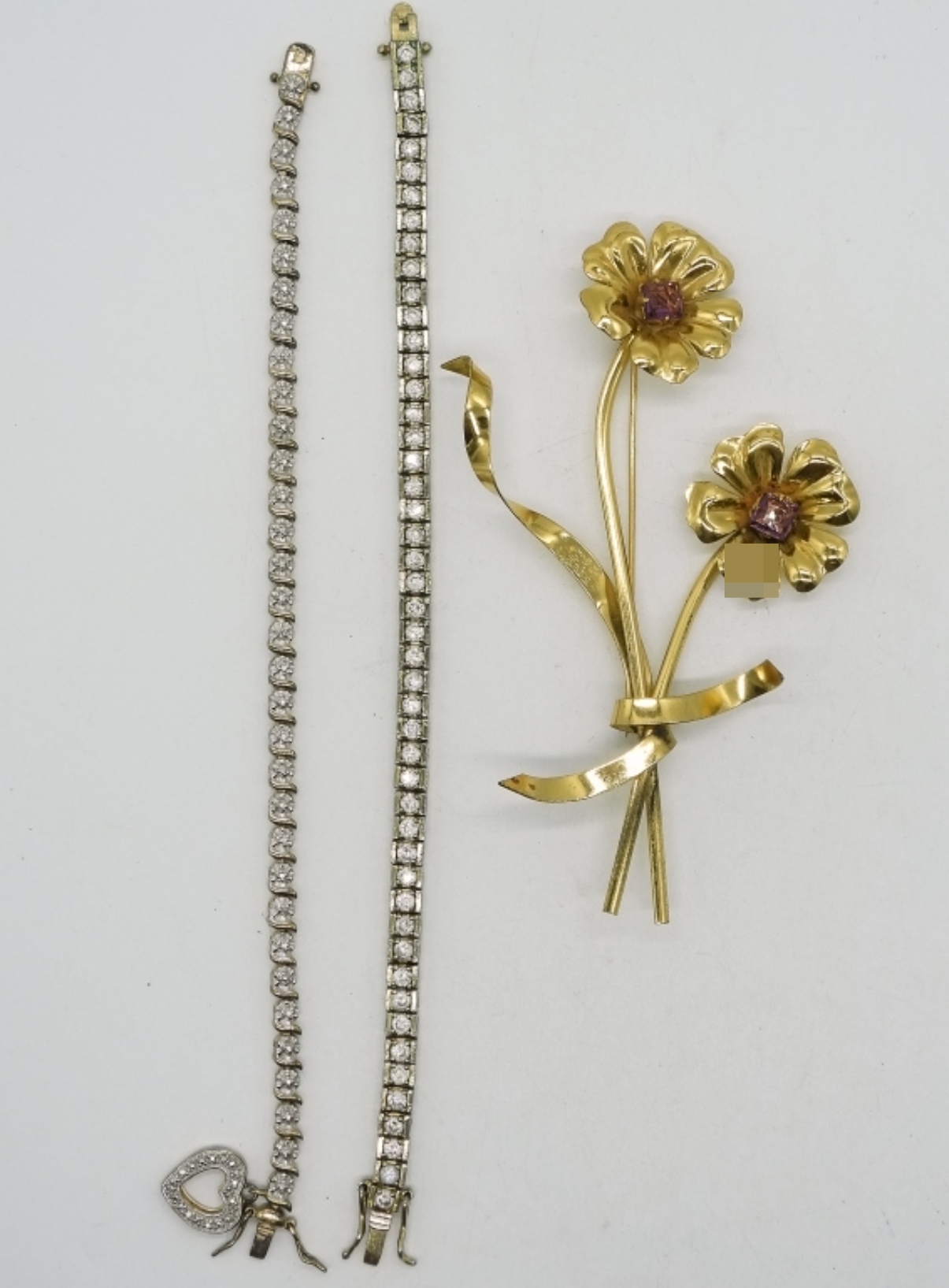 Coro Sterling Brooch & Tennis Bracelets