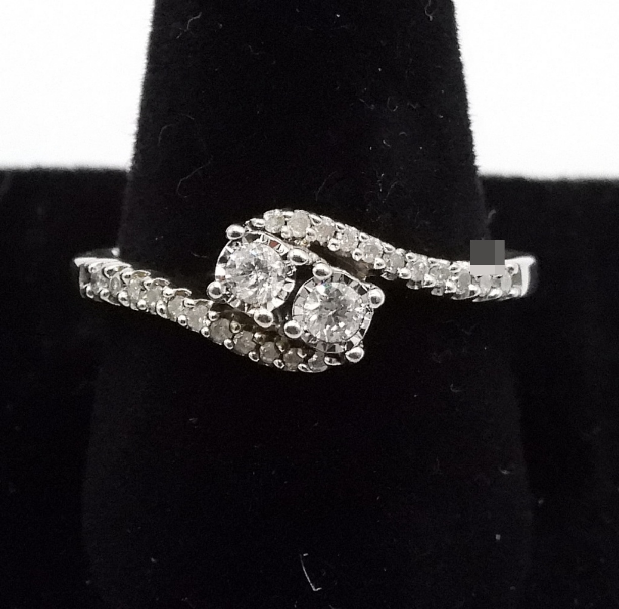 Sterling Silver Diamond Ring, Size 7