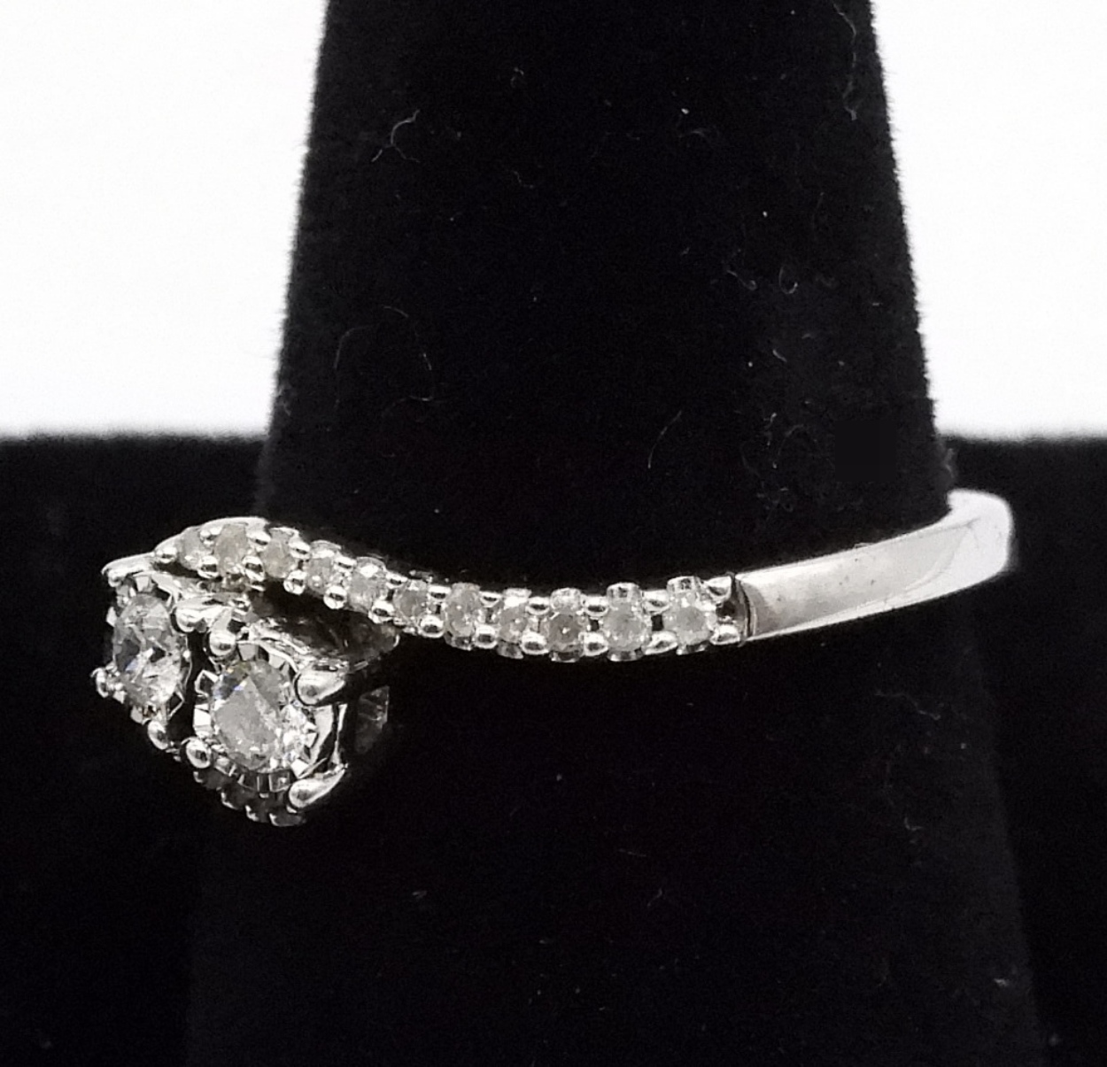 Sterling Silver Diamond Ring, Size 7