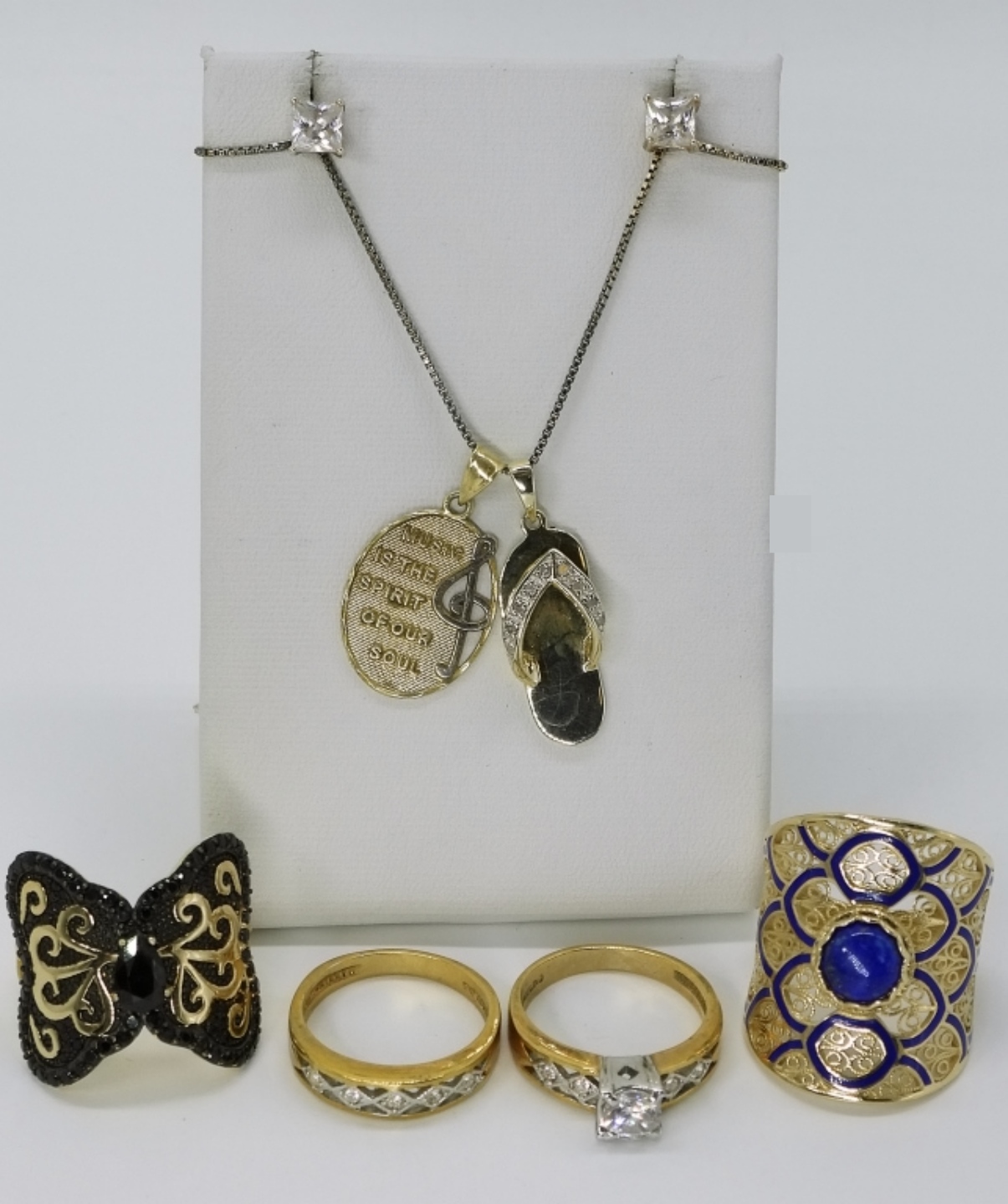 Sterling Gold-Plated Bridal Set, Rings & Pendants