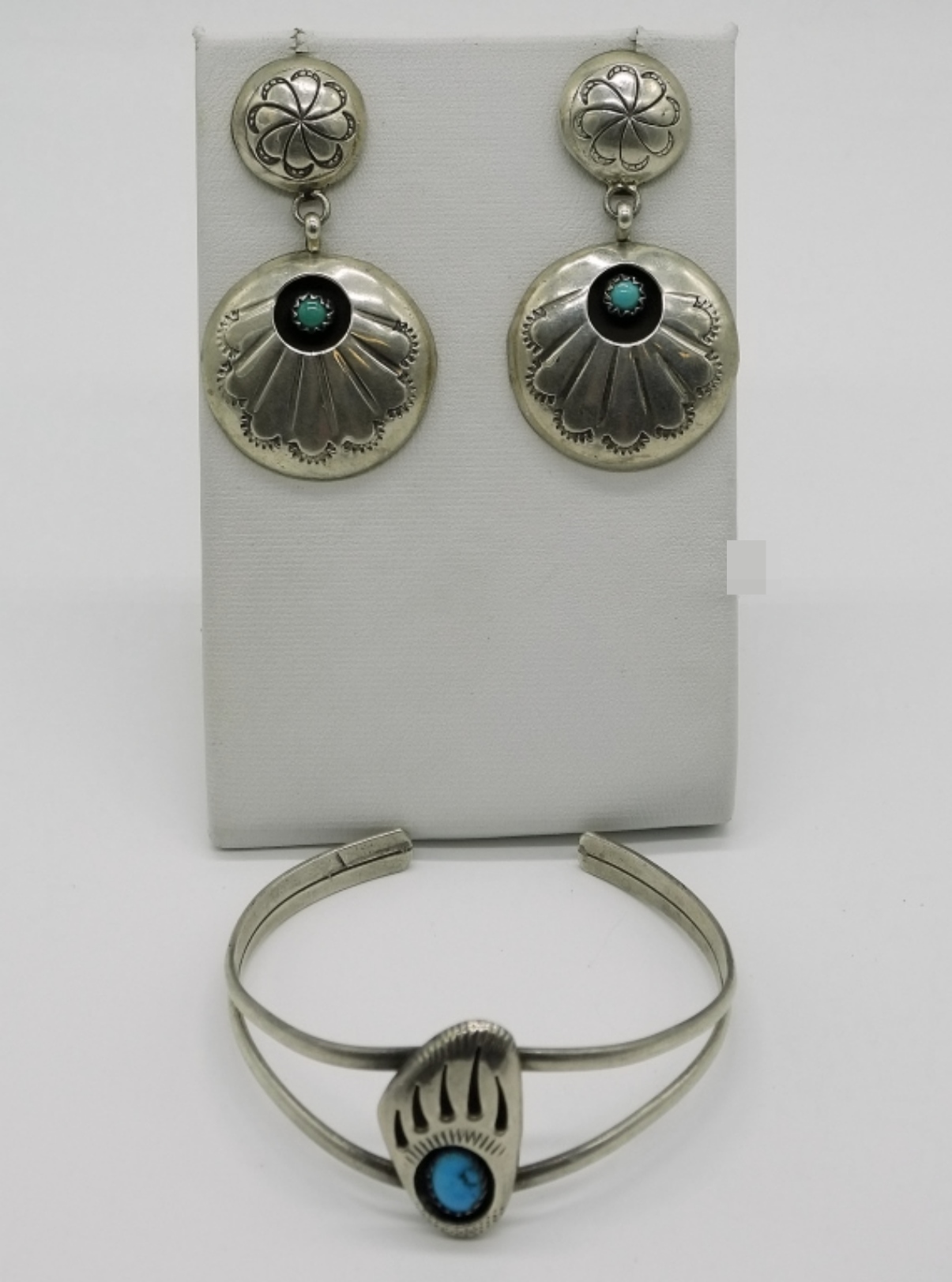 Navajo Bear Paw Cuff & Earrings