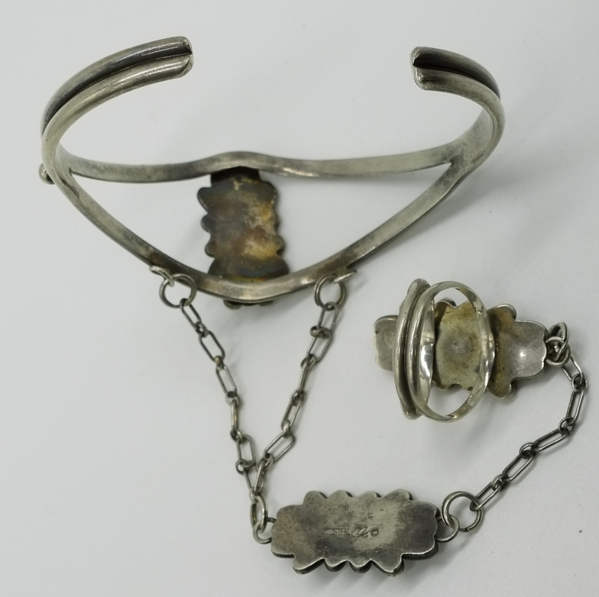 Carolyn Pollack Sterling Turquoise Cuff & Ring Set