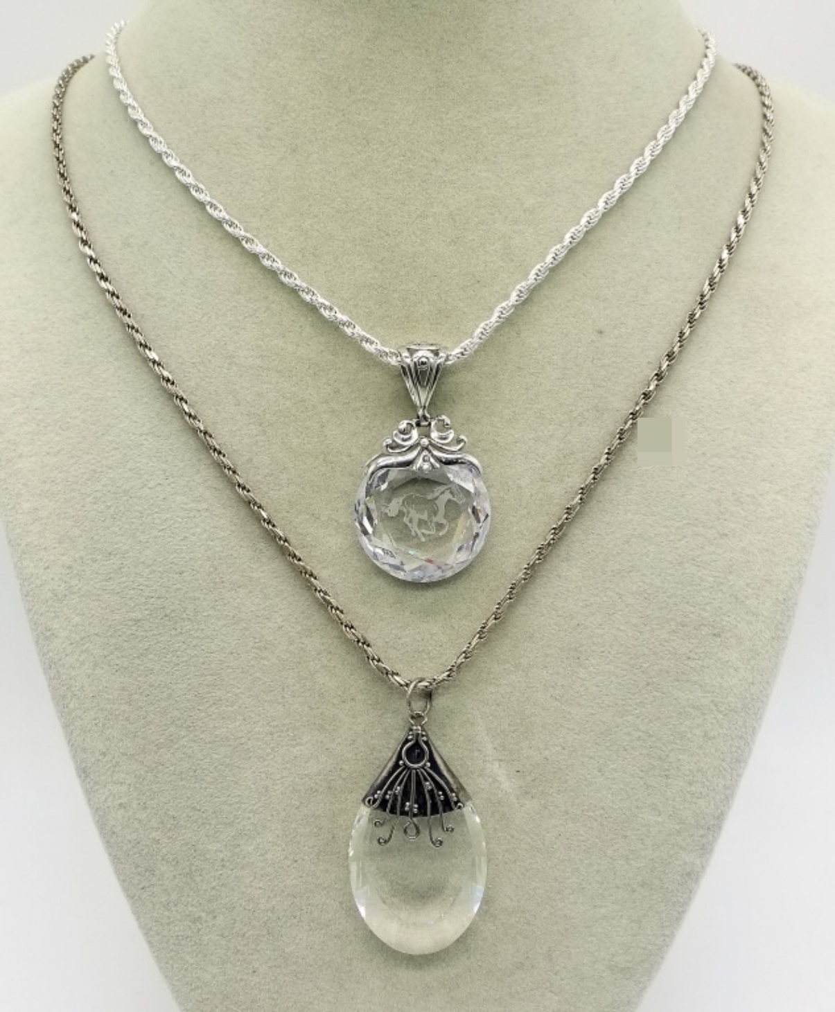 Sterling Clear Pendant Necklaces