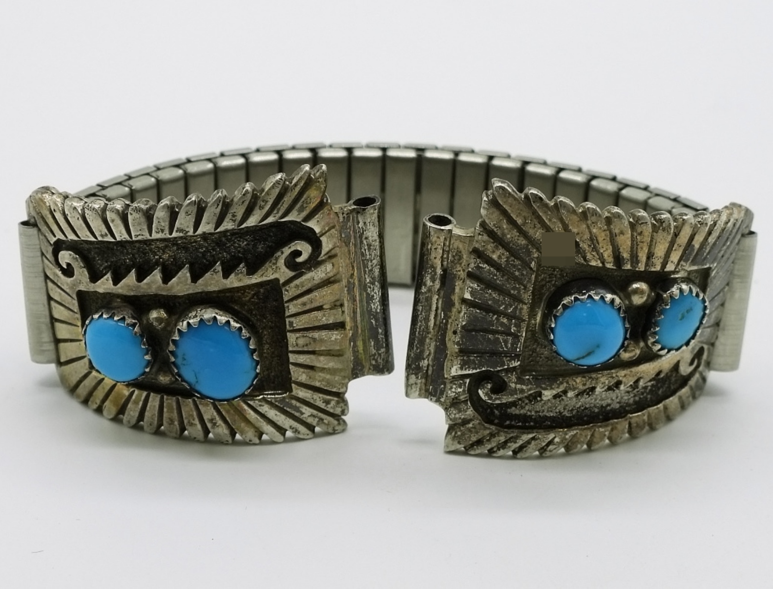 Sterling Turquoise Watch Band Bracelet, JJC