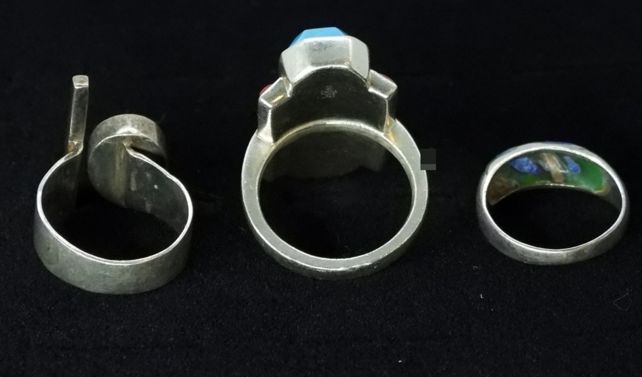 3 Sterling Turquoise & Lapis Rings