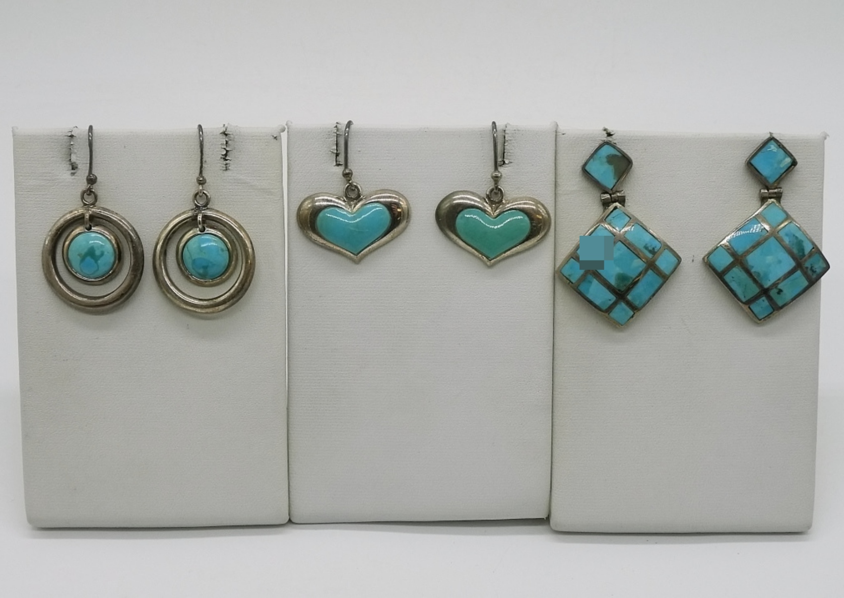 Three Pair of Sterling, Turquoise Earrings