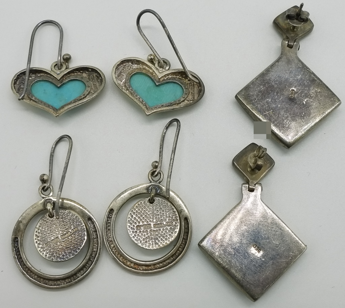 Three Pair of Sterling, Turquoise Earrings