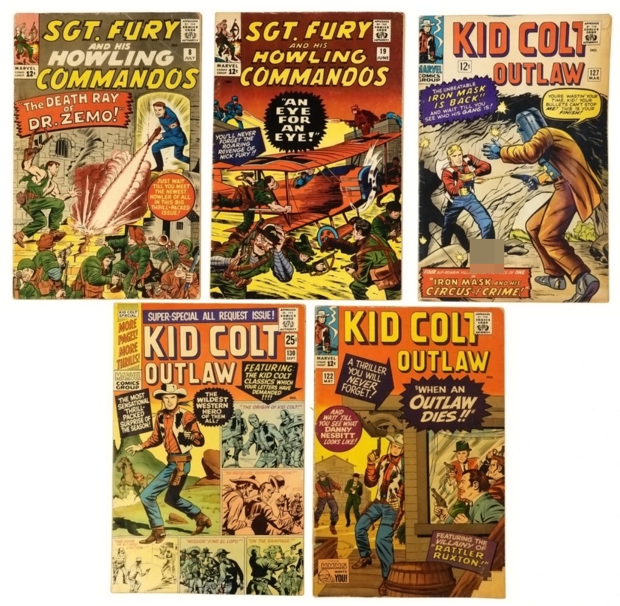 5-Vtg Marvel Comic Lot 12c & 25c