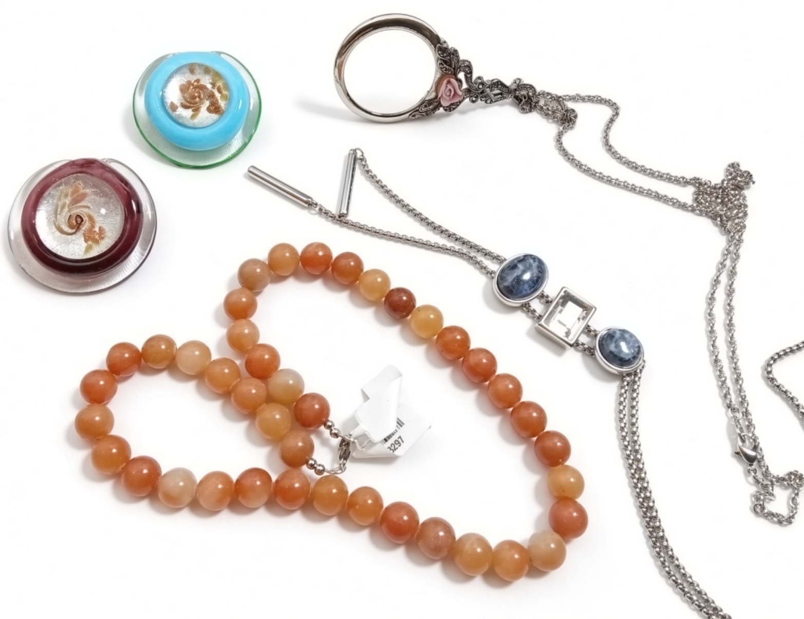Large Amber Style Pendant, Bracelets, & Chains