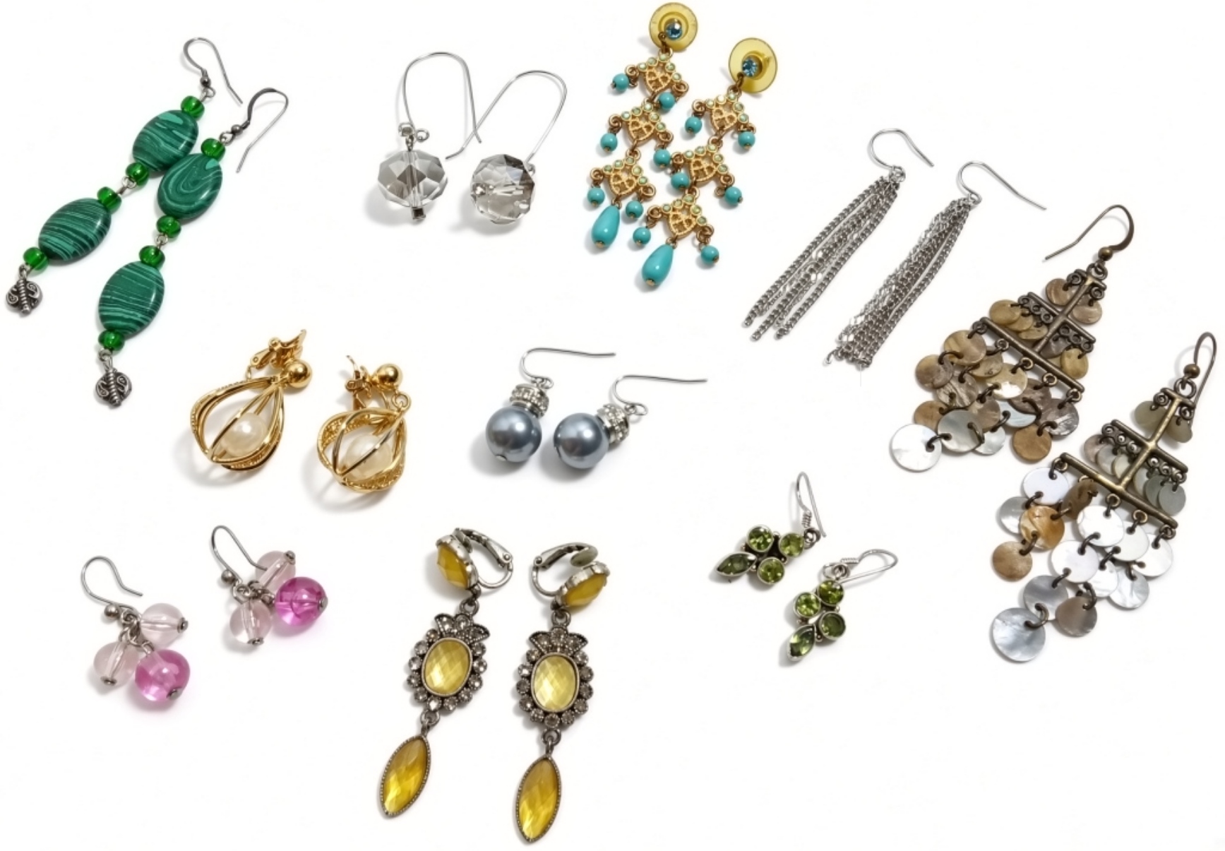 10 Pair of Pierced Dangle Earrings