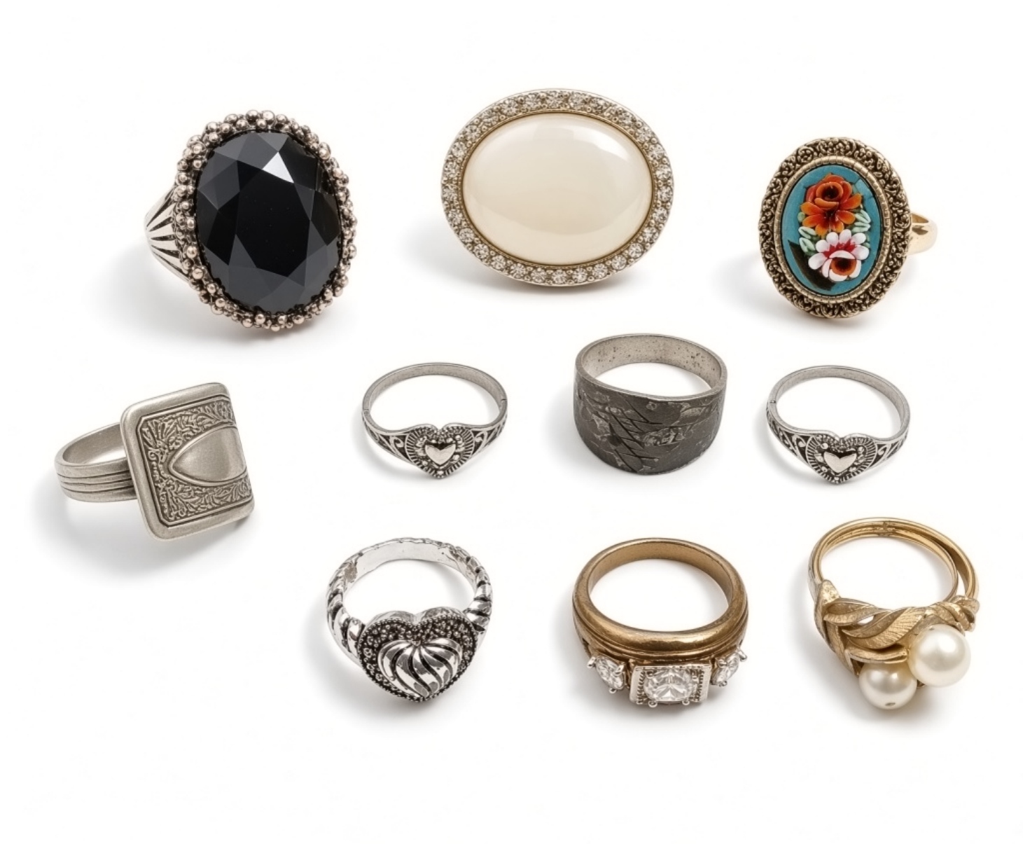 10 Vintage Costume Jewelry Rings