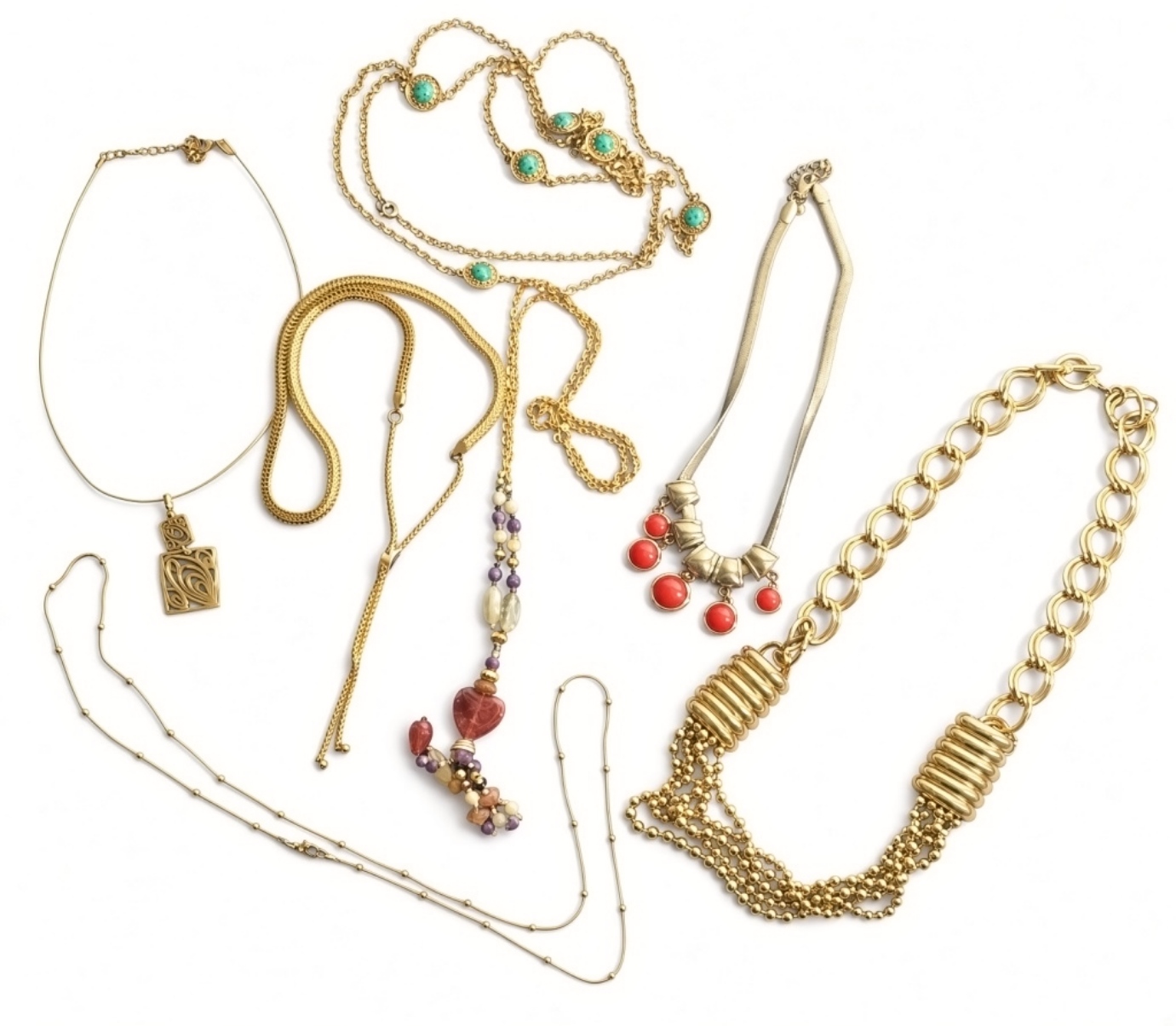 7 Gold Tone Necklaces