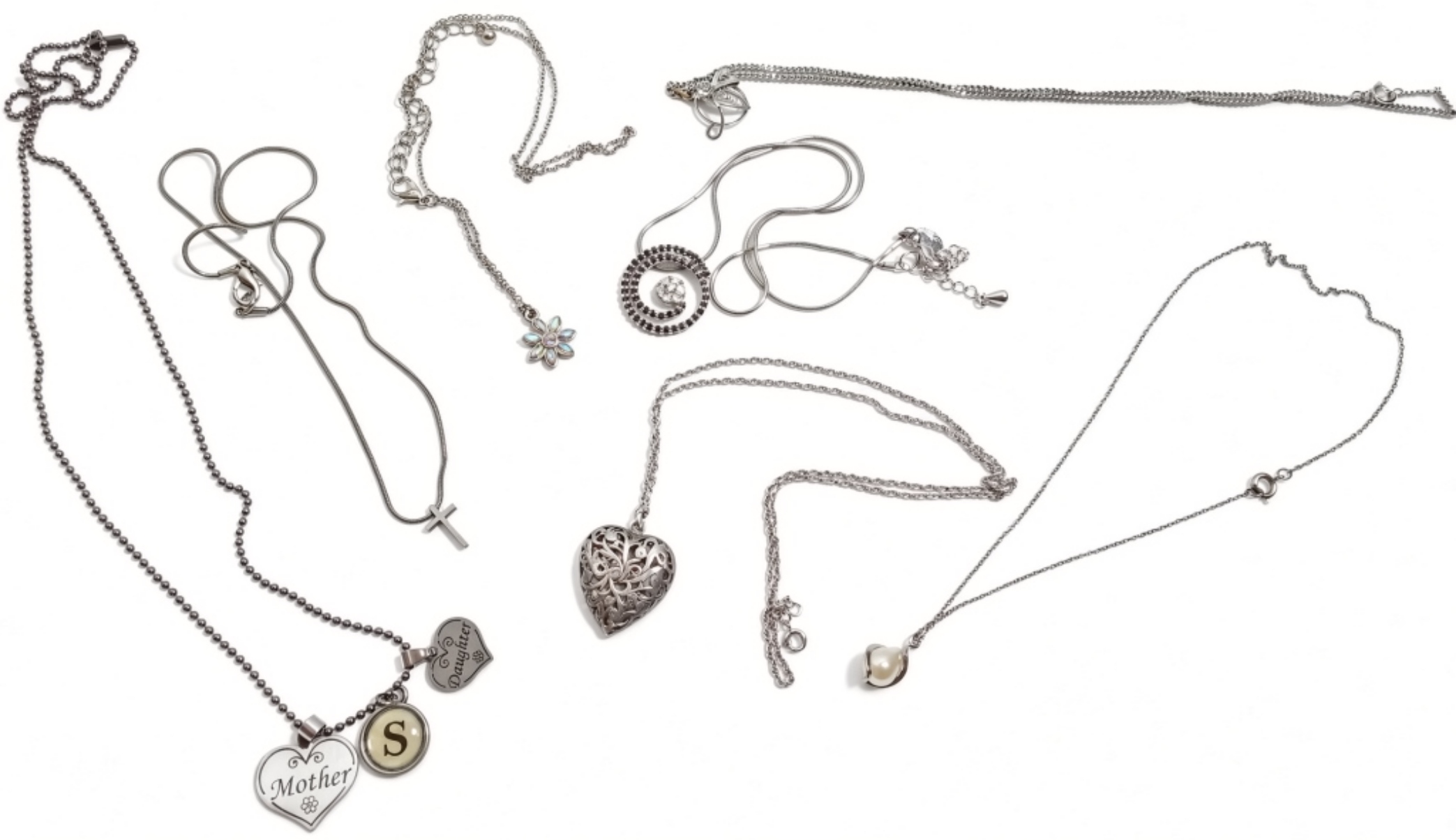 Lot of 7 Silver-Tone Necklaces
