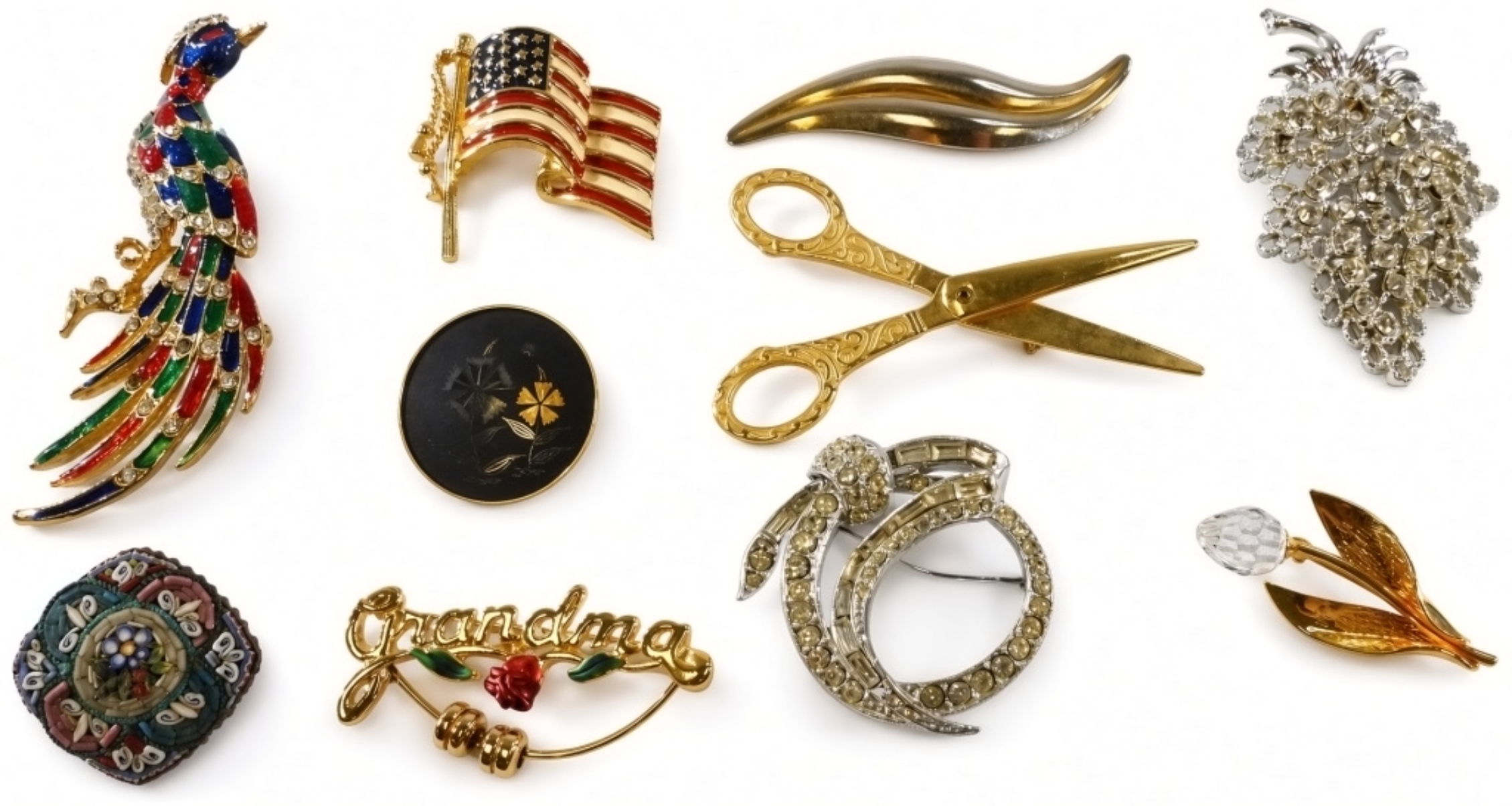 9pc Vintage Brooch Collection