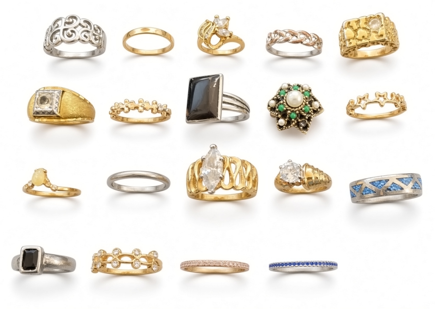 Vintage Costume Ring Lot 19 Pieces
