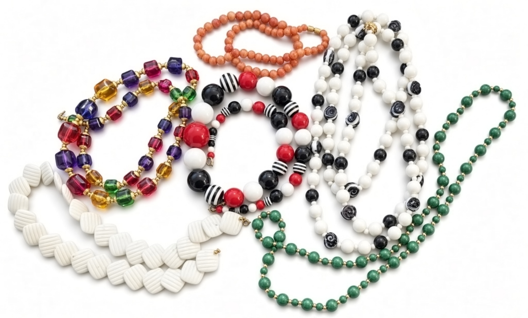 Vintage 80s Mod Statement Necklace Lot