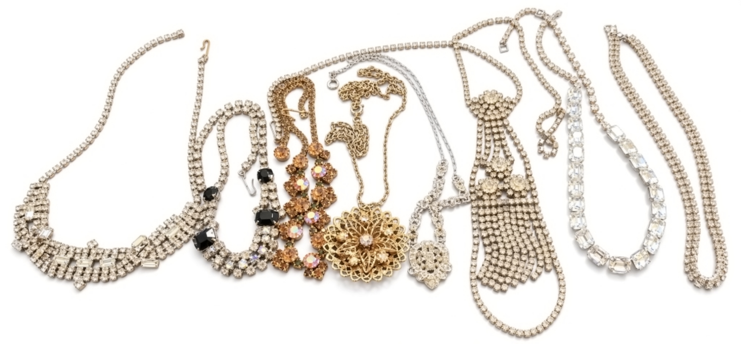 Vintage Glam Rhinestone Necklace Lot