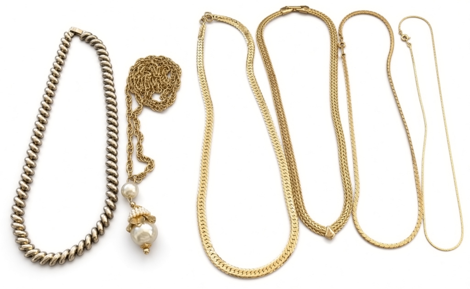 Lot of 6 Vintage Estate Gold Tone Chain Necklaces