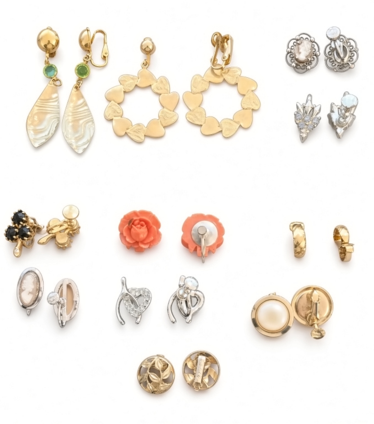 11 Pairs Mixed Clip On Screw Back Earrings