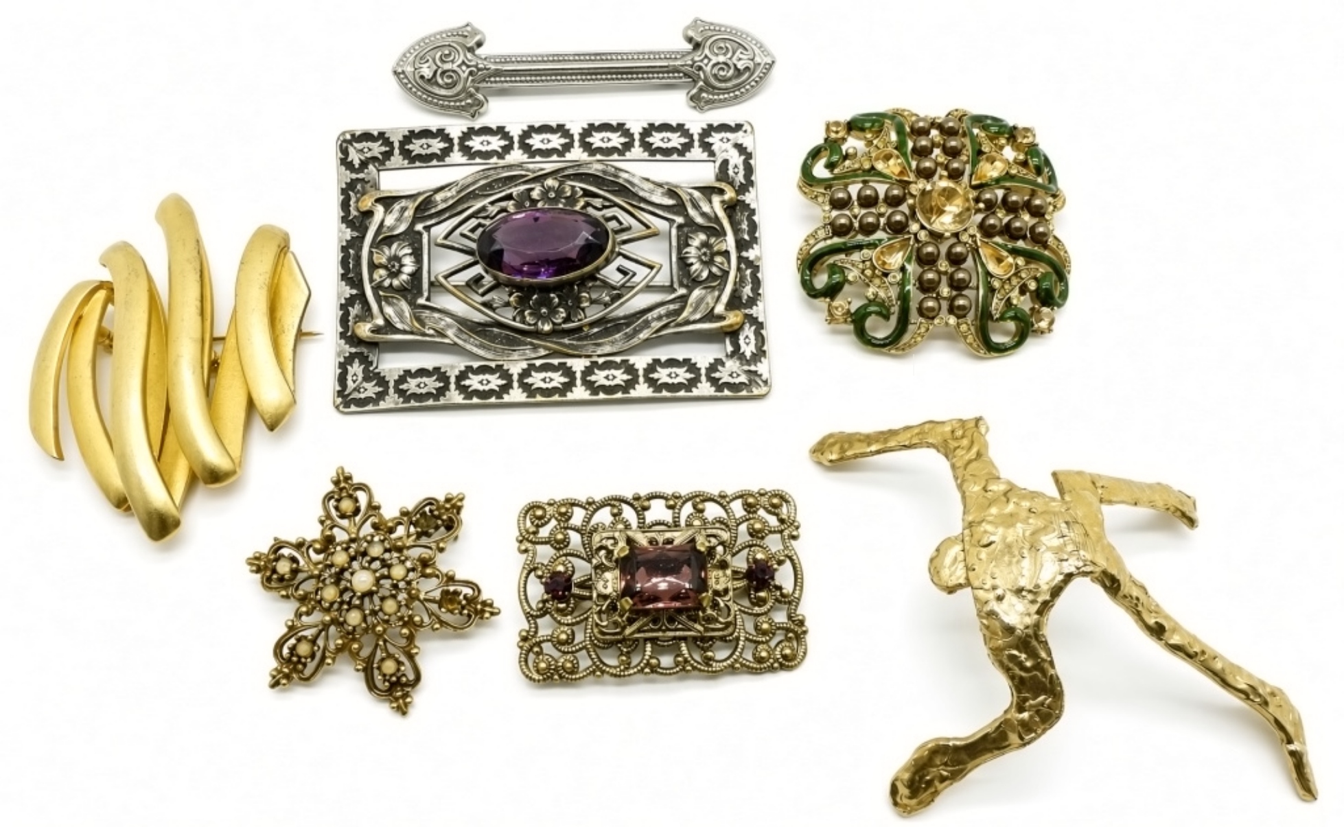 7pc Mixed Antique Style Brooches
