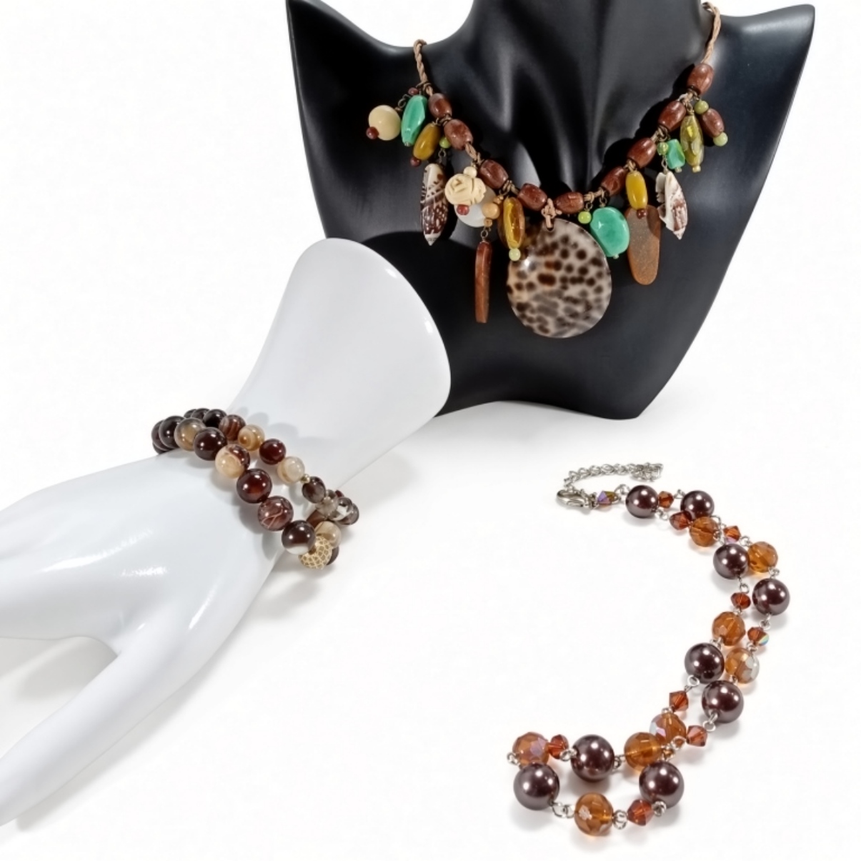 Beaded Jewelry Lot - Necklace, Bracelet & Bracelet