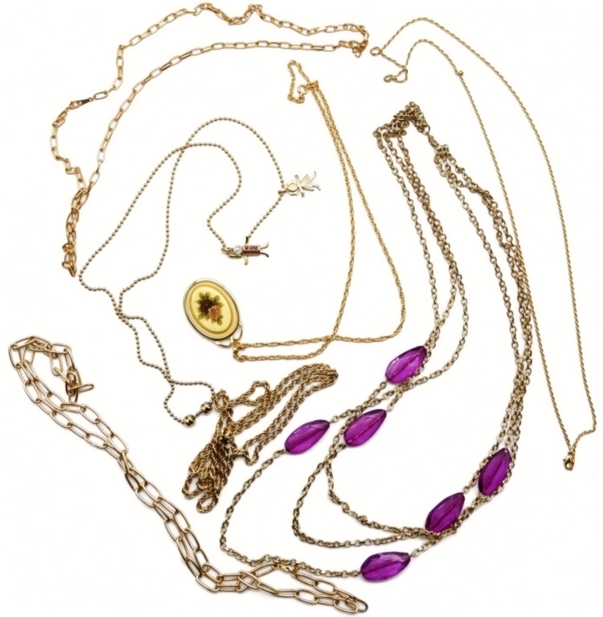 (7) Long Gold-Tone Necklaces