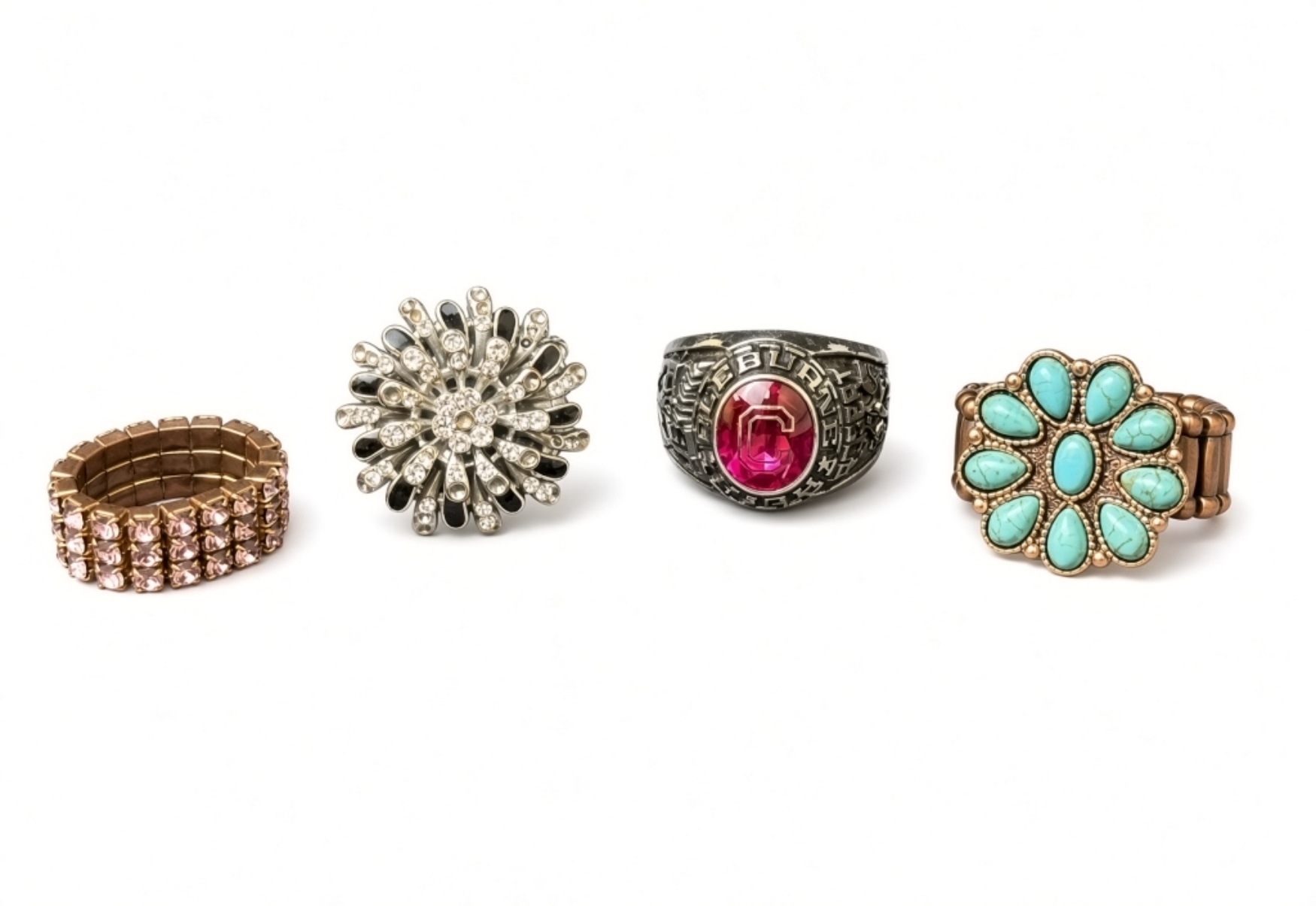 Class Ring & Mixed Tone Rings, 4 Pieces