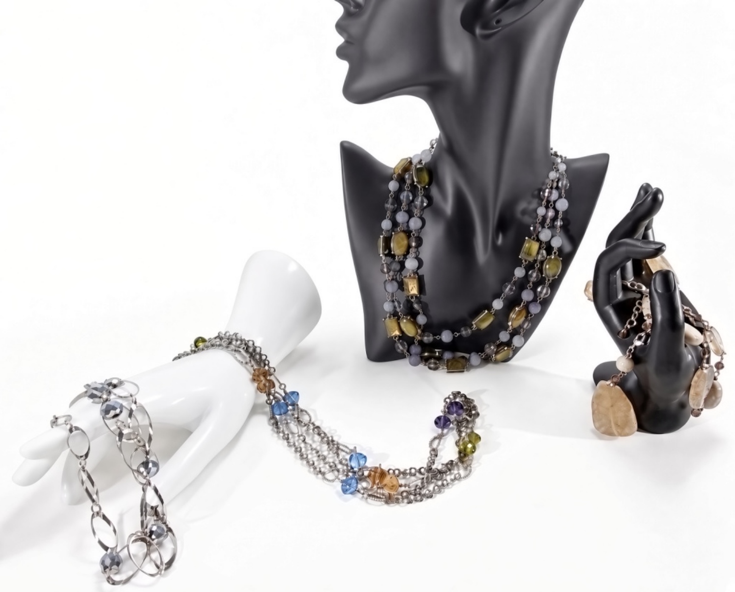 Silver-Tone Rhinestone Jewelry Lot, 5 Pieces