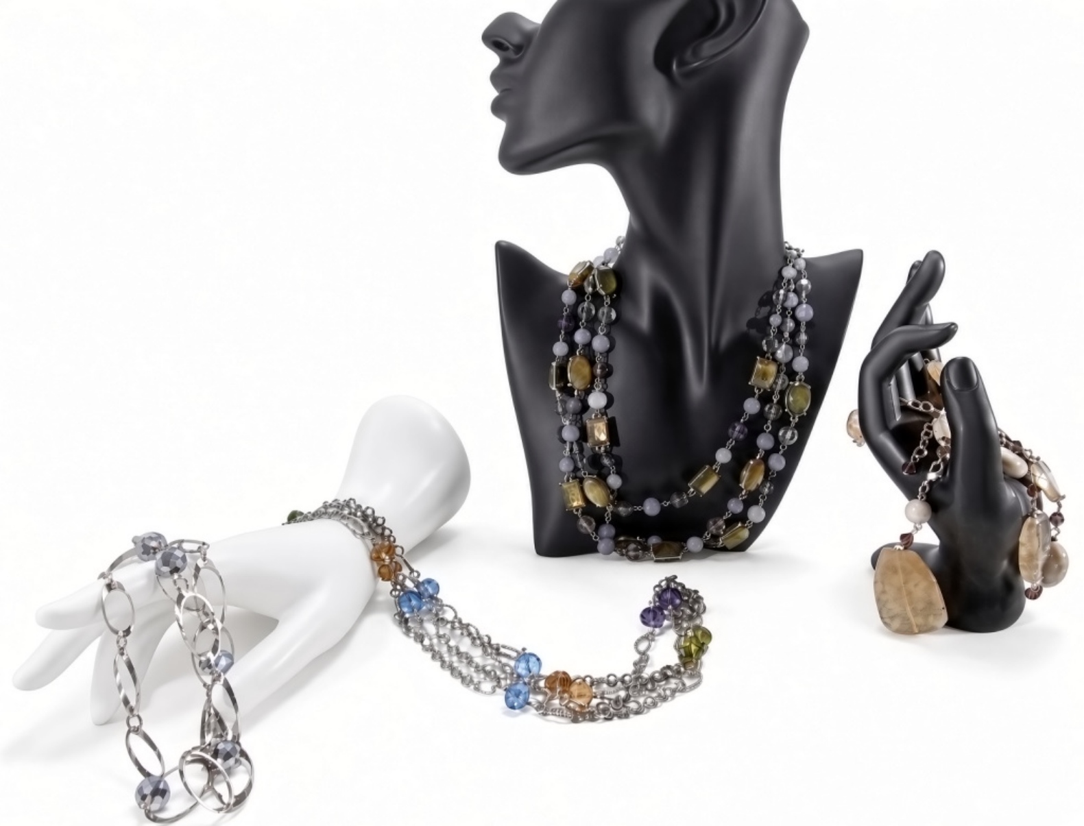Silver-Tone Rhinestone Jewelry Lot, 5 Pieces