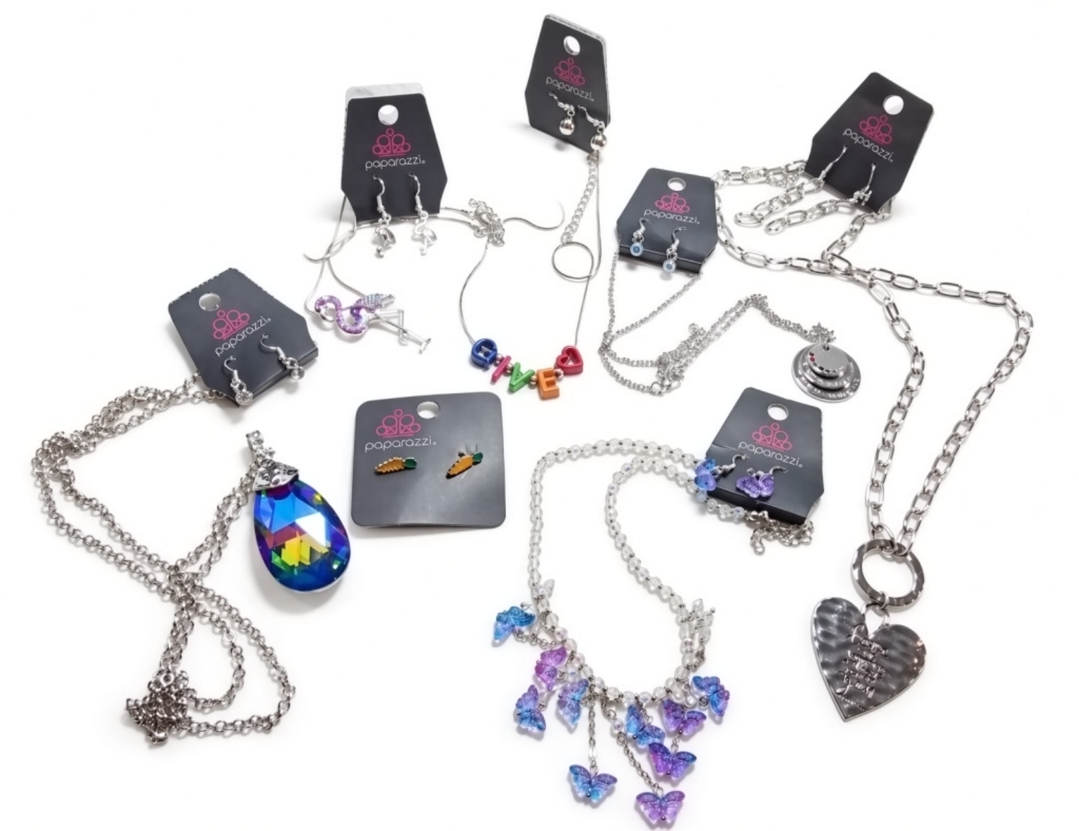 Paparazzi Silver-Tone Rhinestone Jewelry Lot, 7pc