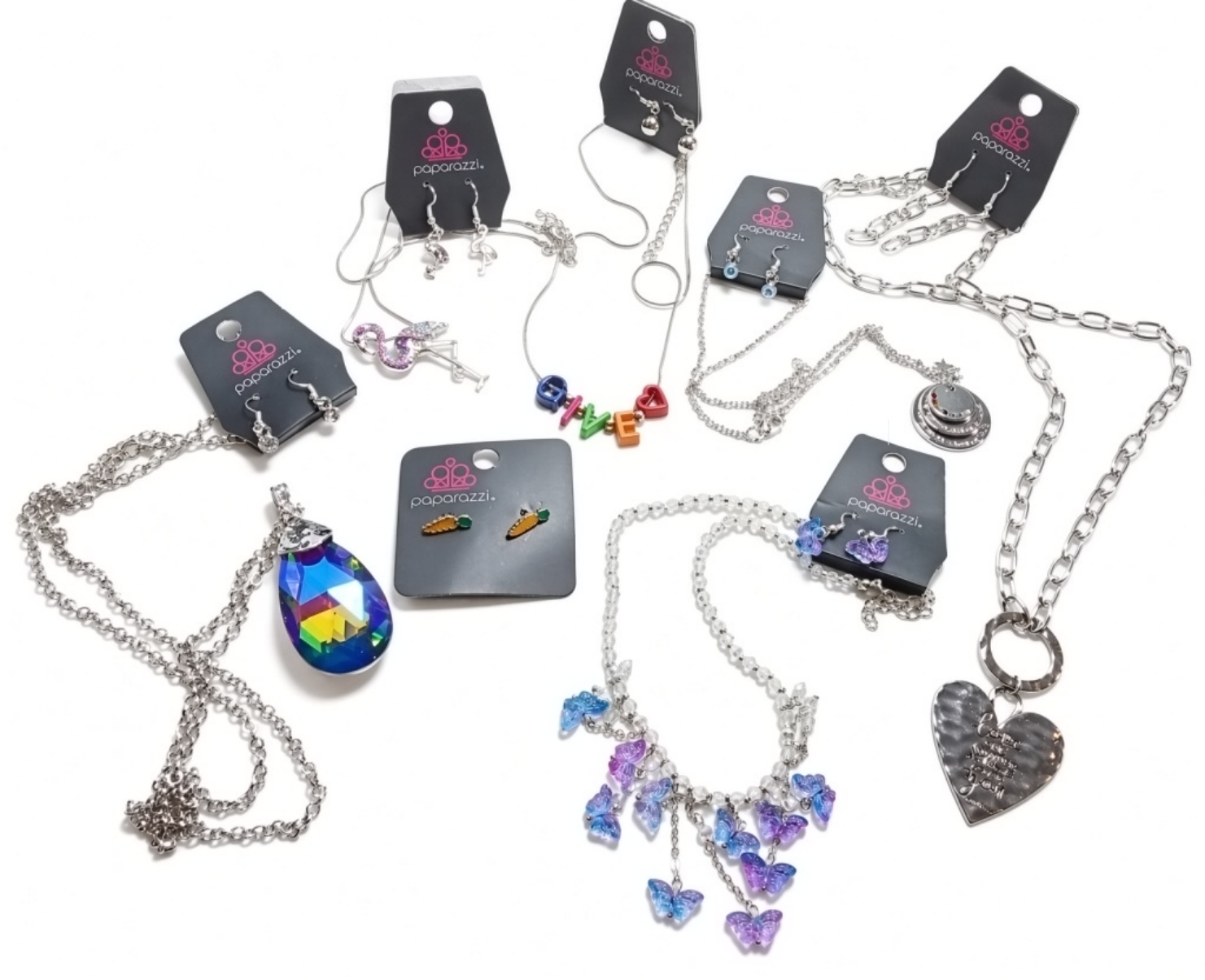 Paparazzi Silver-Tone Rhinestone Jewelry Lot, 7pc