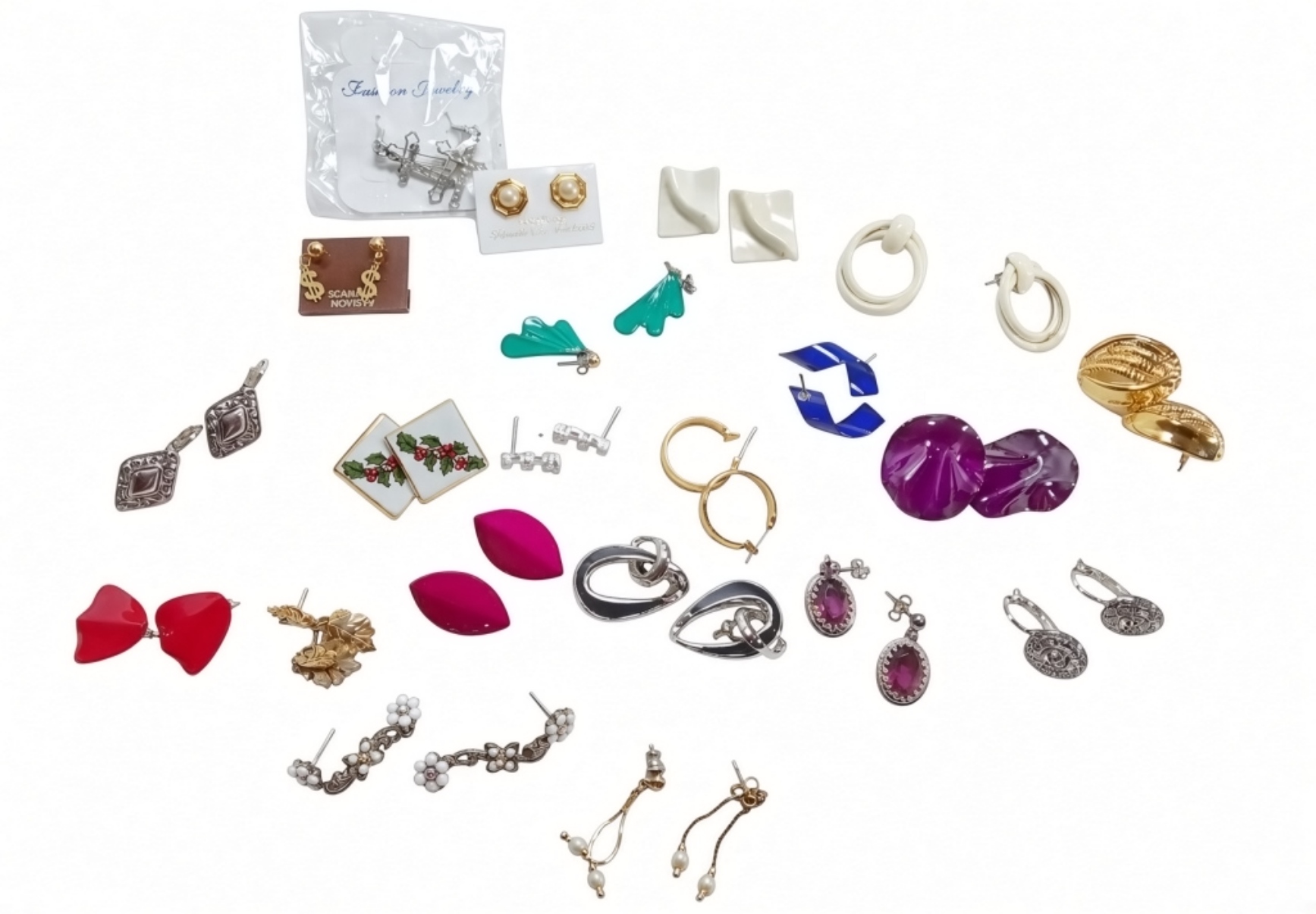 Costume Jewelry Lot, 21 Pieces Mixed Earrings